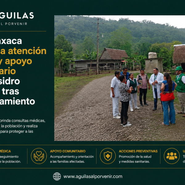 IMSS Oaxaca despliega atención médica y apoyo comunitario en San Isidro Naranjal tras desbordamiento de río.
