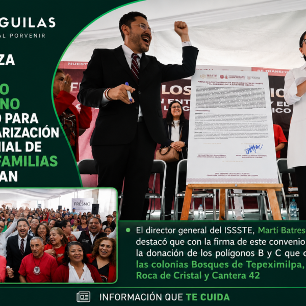 Formaliza ISSSTE y Gobierno capitalino convenio para la regularización patrimonial de mil 700 familias de Tlalpan
