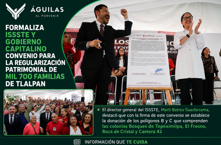 Formaliza ISSSTE y Gobierno capitalino convenio para la regularización patrimonial de mil 700 familias de Tlalpan