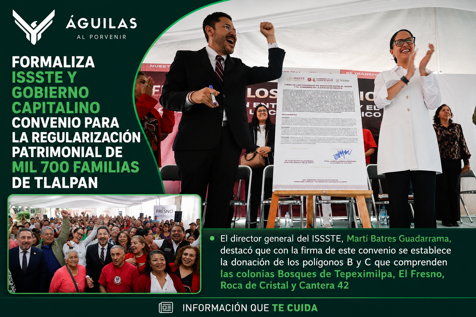 Formaliza ISSSTE y Gobierno capitalino convenio para la regularización patrimonial de mil 700 familias de Tlalpan