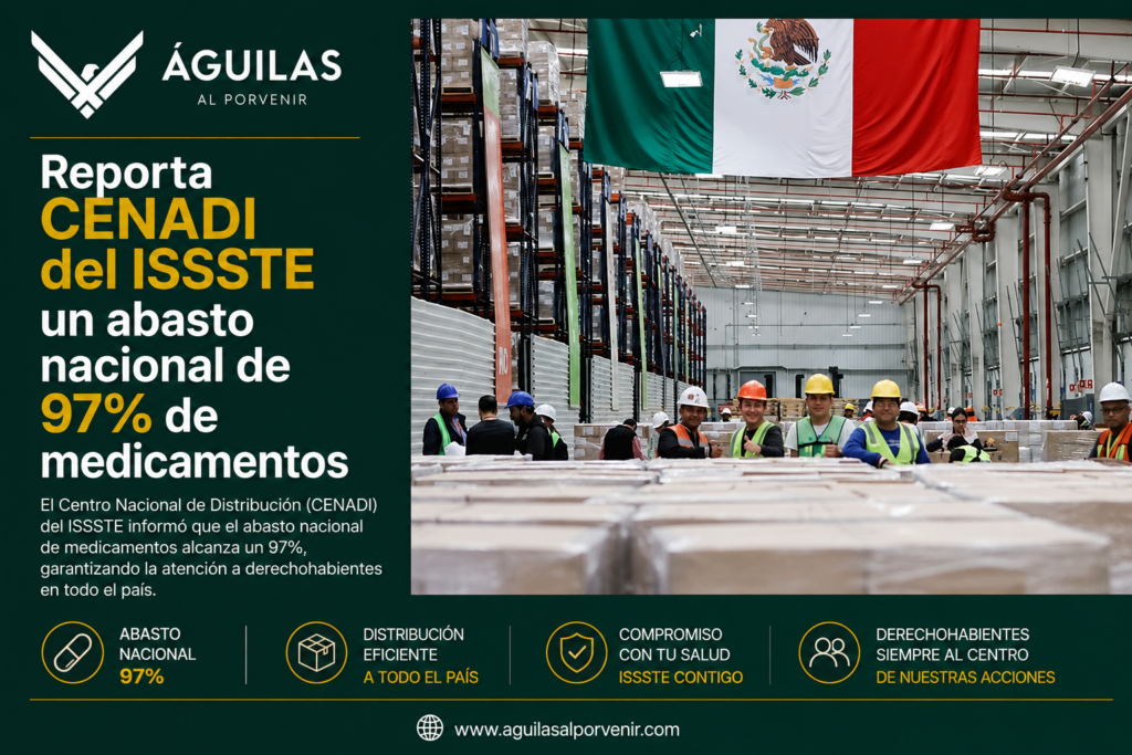 Reporta CENADI del ISSSTE un abasto nacional de 97% de medicamentos