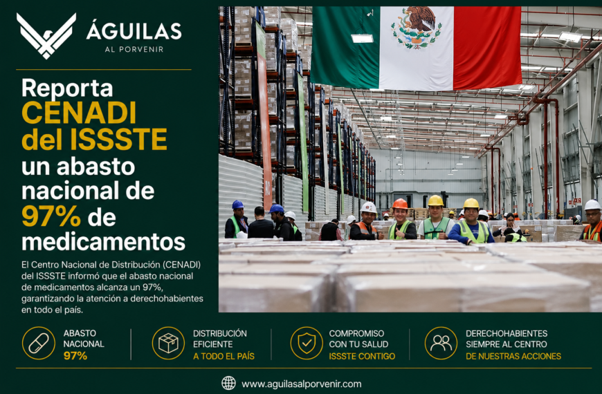Reporta CENADI del ISSSTE un abasto nacional de 97% de medicamentos