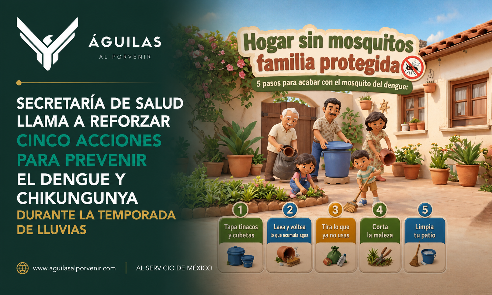 Secretaría de Salud llama a reforzar cinco acciones para prevenir el dengue y chikungunya durante la temporada de lluvias