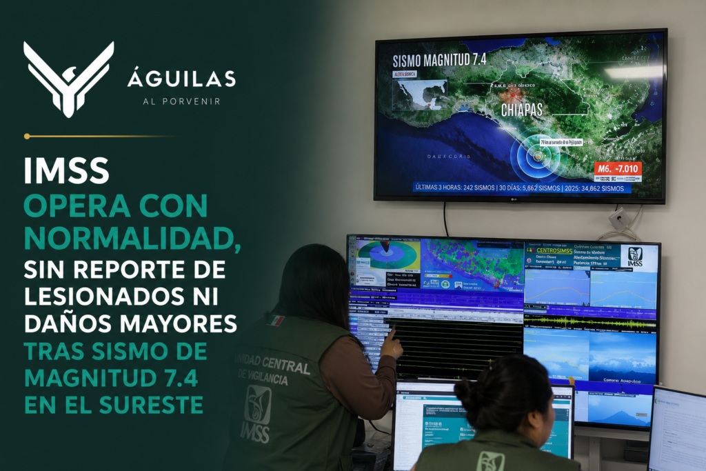 IMSS opera con normalidad, sin reporte de lesionados ni daños mayores tras sismo de magnitud 7.4 en el sureste