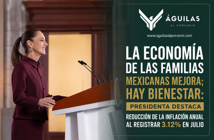 La economía de las familias mexicanas mejora; hay bienestar: presidenta destaca reducción de la inflación anual al registrar 3.12% en julio