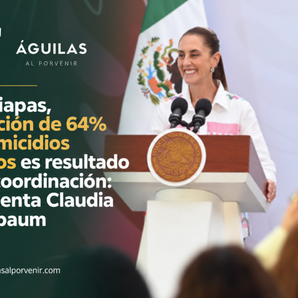 En Chiapas, reducción de 64% en homicidios dolosos es resultado de la coordinación: presidenta Claudia Sheinbaum