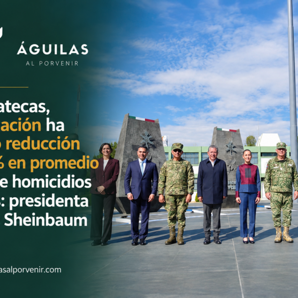 En Zacatecas, coordinación ha logrado reducción del 85% en promedio diario de homicidios dolosos: presidenta Claudia Sheinbaum