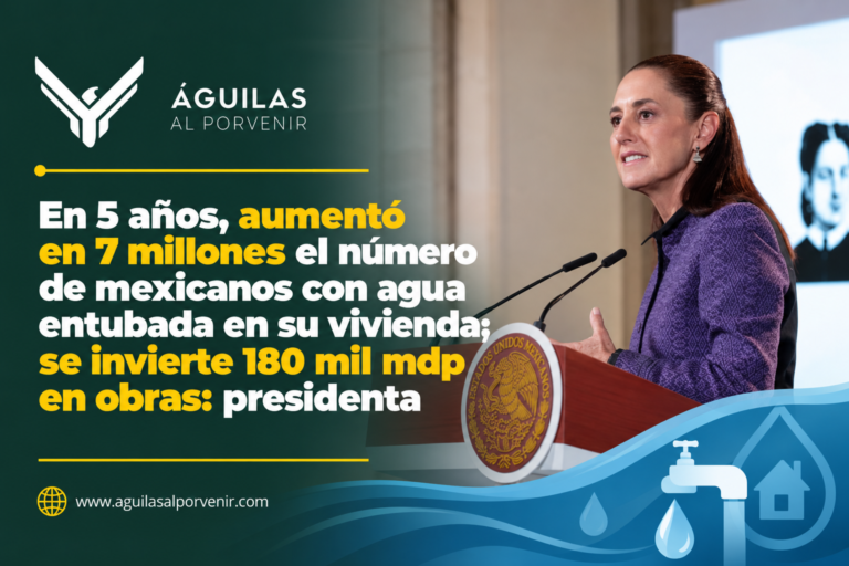 En 5 años, aumentó en 7 millones el número de mexicanos con agua entubada en su vivienda; se invierte 180 mil mdp en obras: presidenta