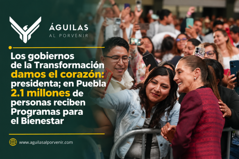 Los gobiernos de la Transformación damos el corazón: presidenta; en Puebla 2.1 millones de personas reciben Programas para el Bienestar