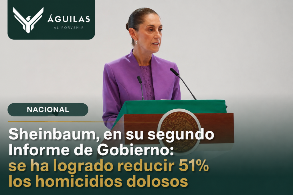 Sheinbaum, en su segundo Informe de Gobierno: se ha logrado reducir 51% los homicidios dolosos