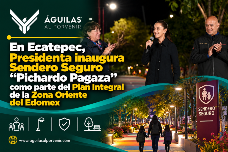 En Ecatepec, Presidenta inaugura Sendero Seguro “Pichardo Pagaza” como parte del Plan Integral de la Zona Oriente del Edomex