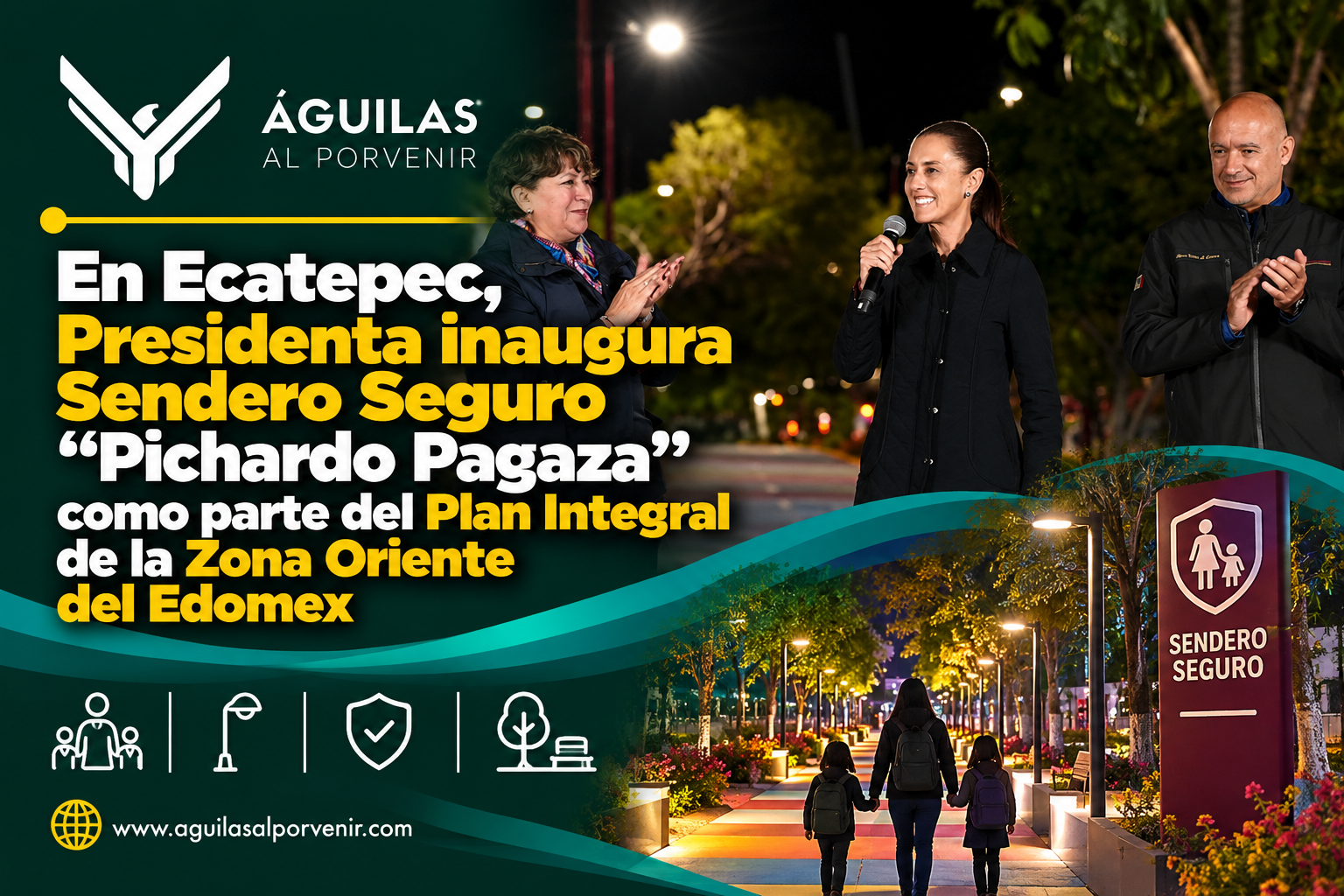 En Ecatepec, Presidenta inaugura Sendero Seguro “Pichardo Pagaza” como parte del Plan Integral de la Zona Oriente del Edomex