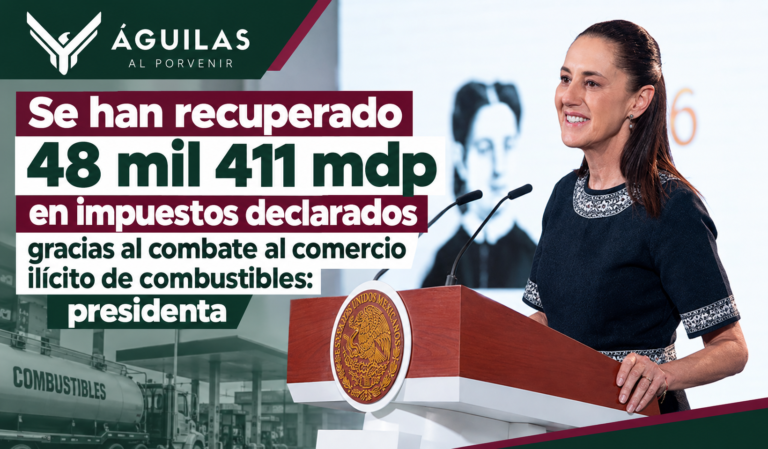 Se han recuperado 48 mil 411 mdp en impuestos declarados gracias al combate al comercio ilícito de combustibles: presidenta