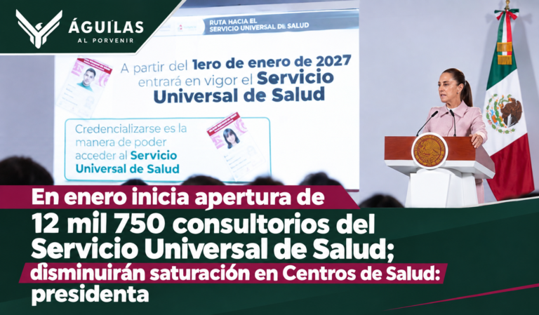 En enero inicia apertura de 12 mil 750 consultorios del Servicio Universal de Salud; disminuirán saturación en Centros de Salud: presidenta