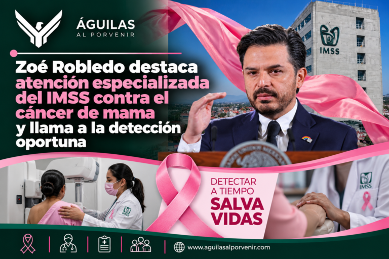 Zoé Robledo destaca atención especializada del IMSS contra el cáncer de mama y llama a la detección oportuna