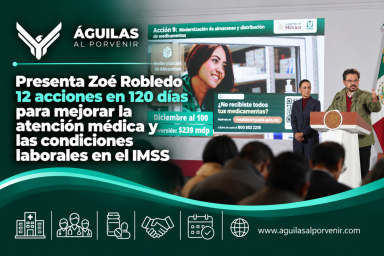 Presenta Zoé Robledo 12 acciones en 120 días para mejorar la atención médica y las condiciones laborales en el IMSS